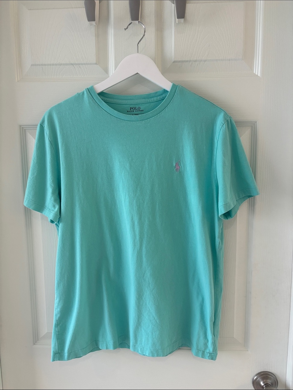 Polo by Ralph Lauren Aqua Short-Sleeve Crewneck Tee with Pink Pony